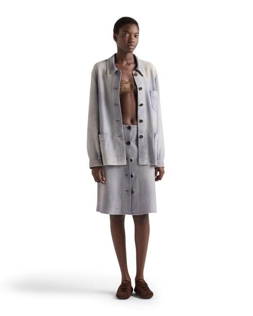 Prada Gray Suede Caban Jacket, Sky
