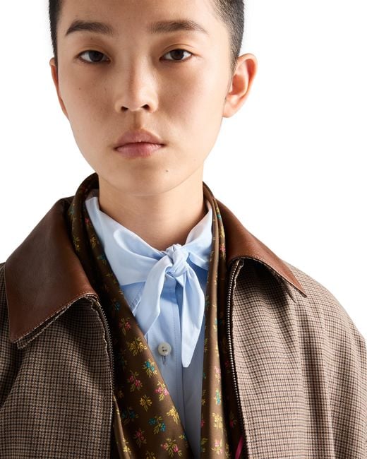 Prada Brown Houndstooth Wool Blouson Jacket