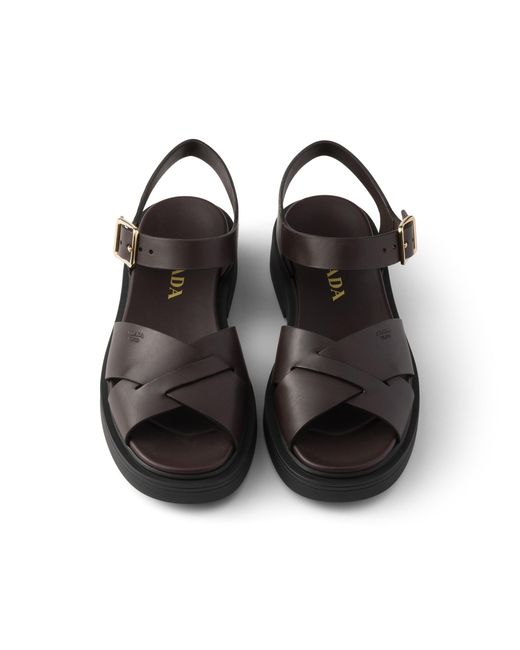 Prada Black Leather Sandals, Dark