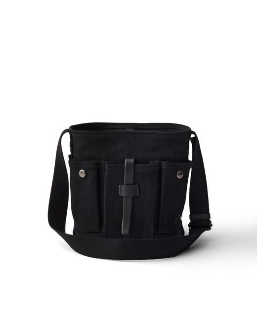 Prada Black Route Mini Canvas And Leather Bucket Bag