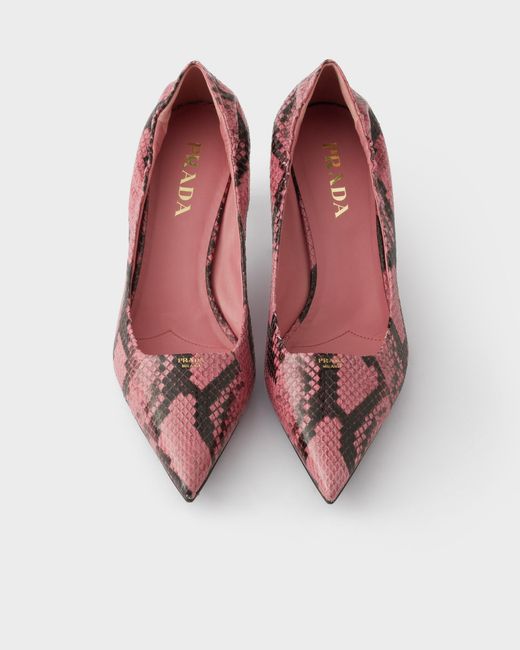 Prada Pink Printed Ayers Leather Pumps