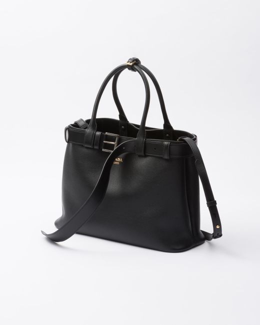 Prada Black Buckle Large Leather Handbag With Belt