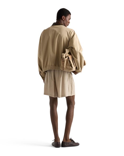 Prada Natural Cotton Jacket With Leather Details for men