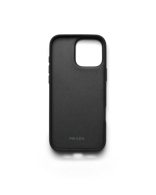 Prada Black Saffiano Leather Case For Iphone 16 Pro Max