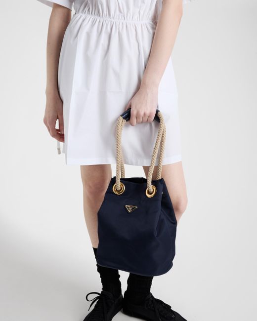 Robe Courte En Popeline Prada en coloris White