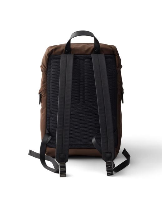 Prada Brown Re-Nylon And Saffiano Leather Backpack for men