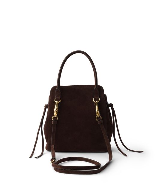 Prada Black Carry Mini Suede Handbag
