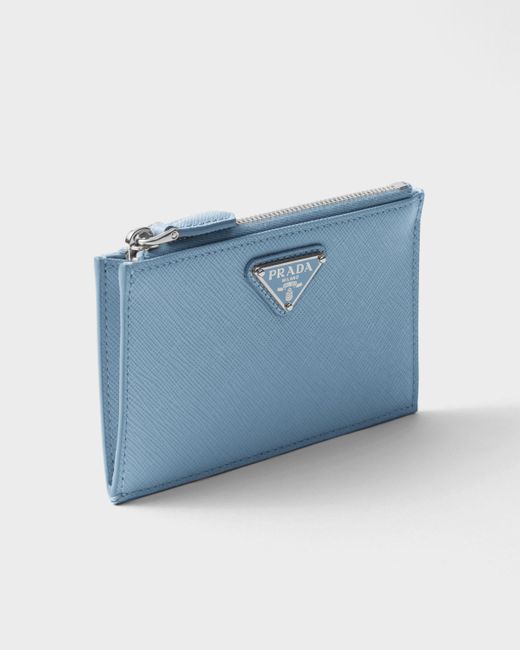 Prada Blue Kartenetui Aus Saffiano-Leder