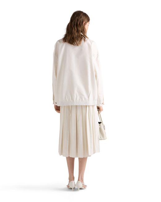 Prada White Pleated Silk Faille Skirt