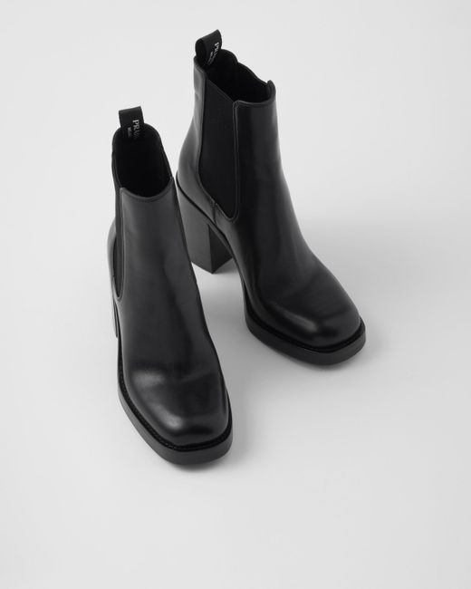 Prada Black Leather Heeled Boots 90
