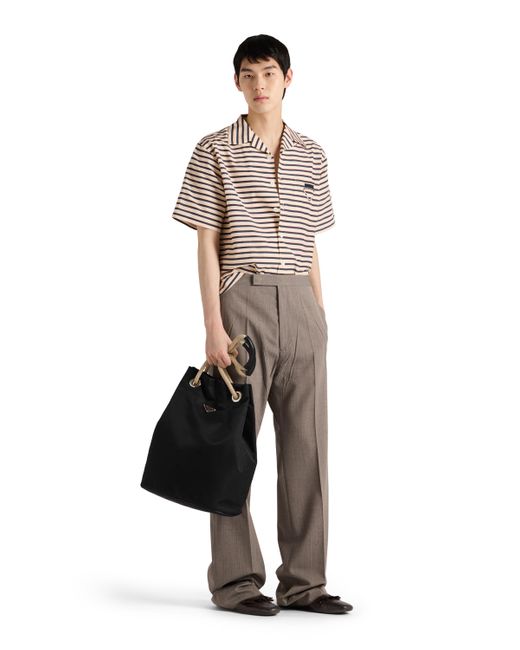Camisa De Bolera De Algodón A Rayas Prada de hombre de color Gray