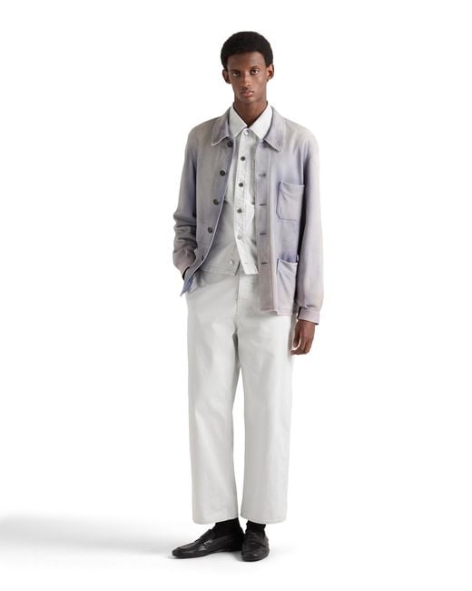 Prada White Denim Blouson Jacket, Sky for men