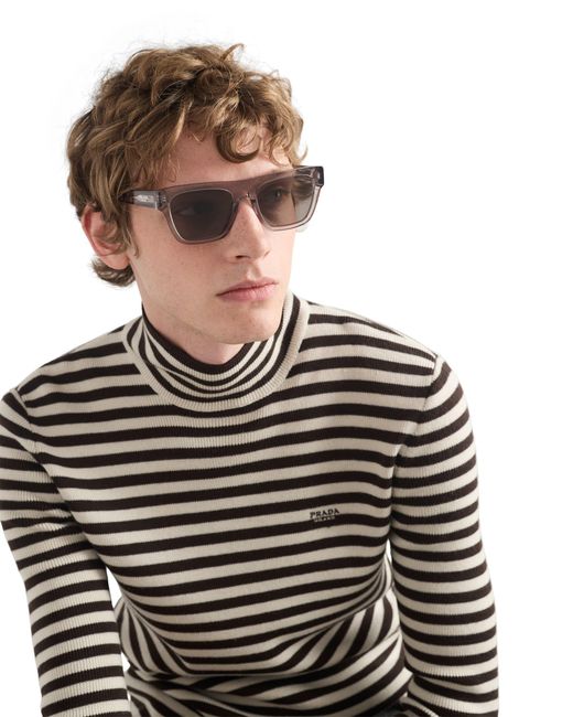 Prada Gray Sunglasses With Logo for men