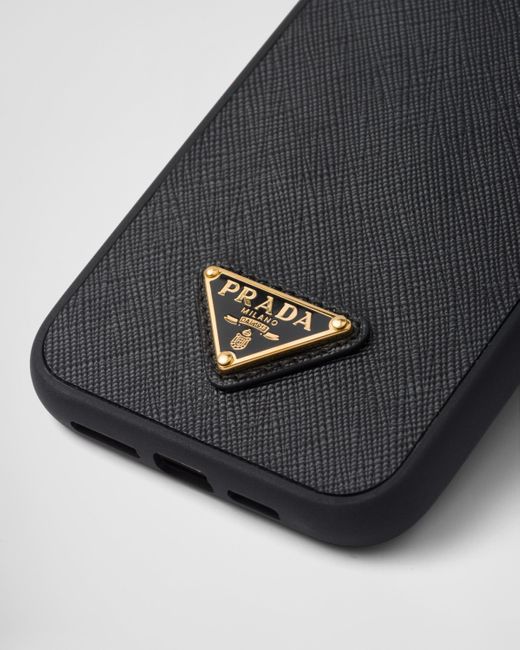 Prada Black Saffiano Leather Cover For Iphone 14 Pro Max