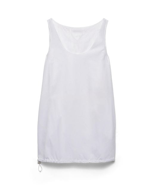 Prada White Reversible Cotton Jersey And Re-Nylon Mini-Dress