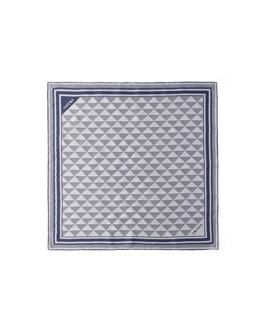 Prada Gray Printed Silk Scarf