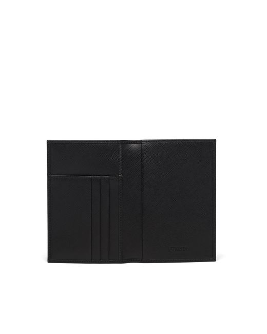 Prada Black Logo-Appliqué Passport Holder for men
