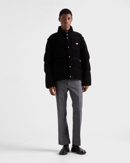 Prada Daunenjacke Aus Mittelschwerem Cord in Black für Herren