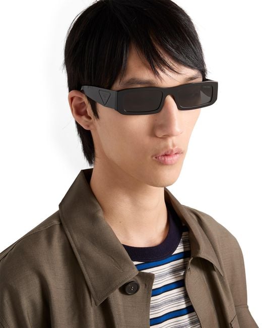 Prada Black Sunglasses With Triangle Logo for men