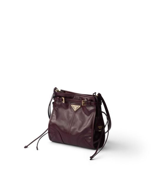 Prada Purple Bonnie Leather Mini Shoulder Bag, Burgundy