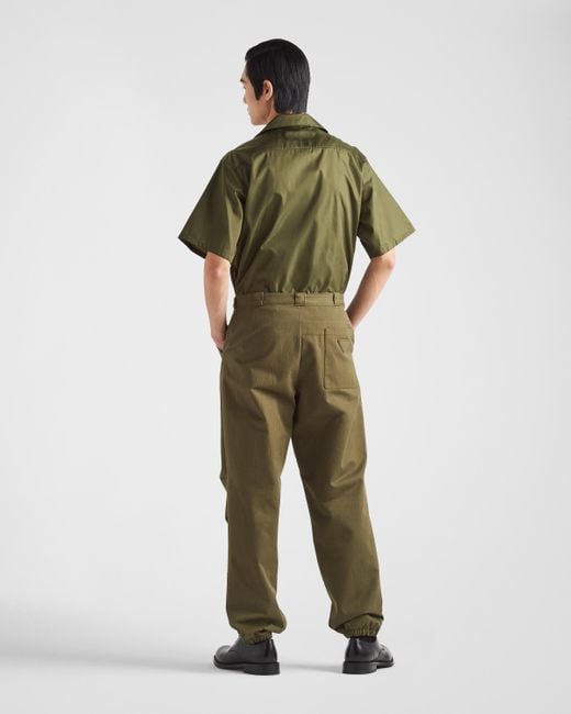 Prada Green Short-sleeved Re-nylon Shirt for men