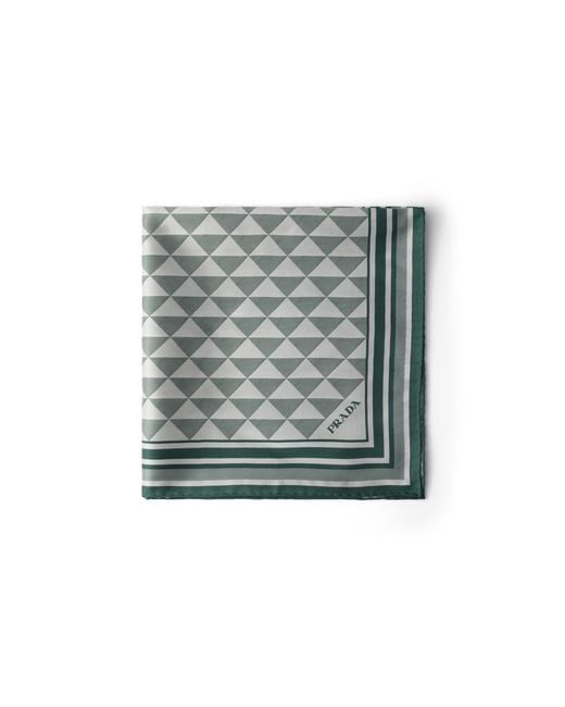 Prada Blue Jacquard Silk Scarf 90