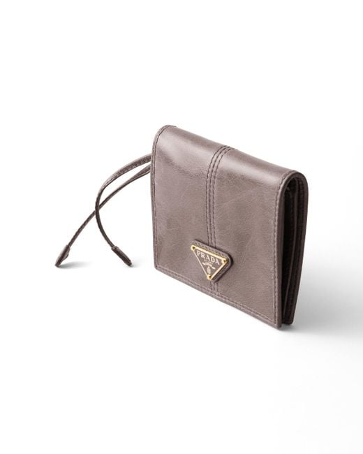Prada Gray Small Leather Wallet