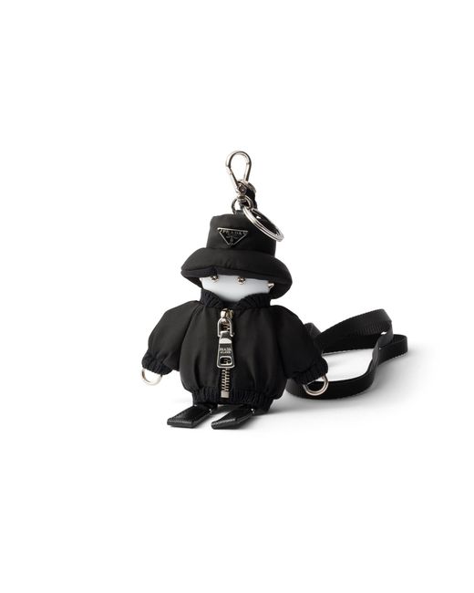 Prada White Soft Robot Re-Nylon Keychain Charm for men