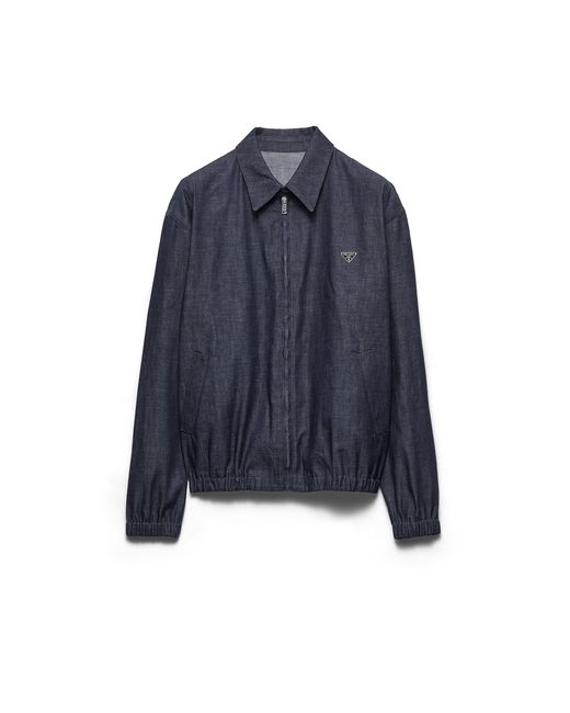Prada Blue Chambray Denim Blouson Zipper Jacket for men