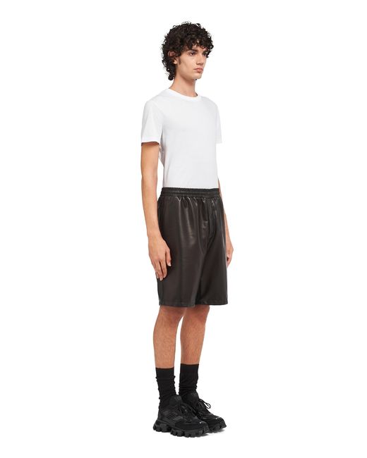 Prada White Nappa Leather Bermudas for men