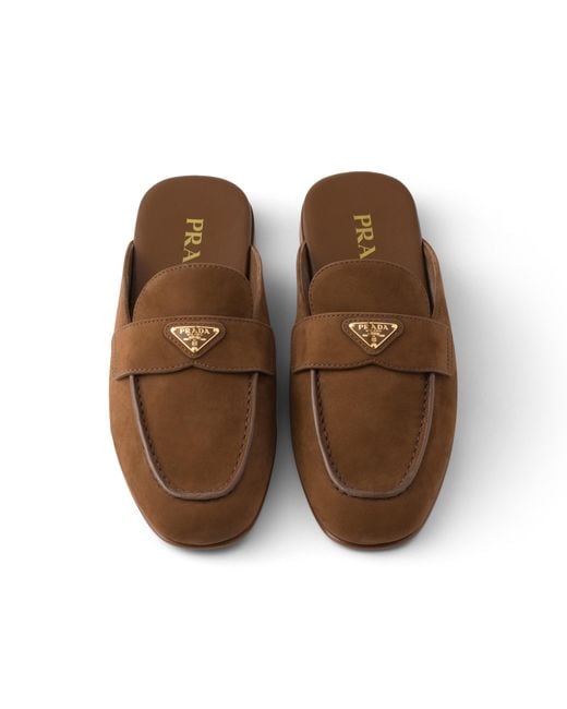 Prada Brown Nubuck Mules