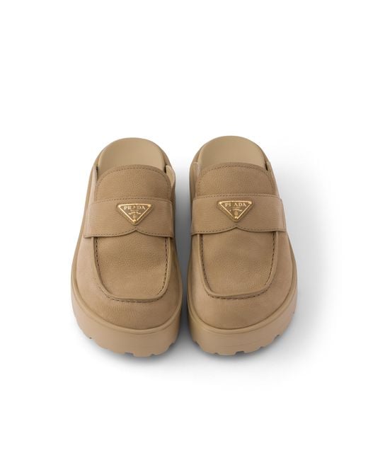 Prada Multicolor Nubuck Flatform Mules