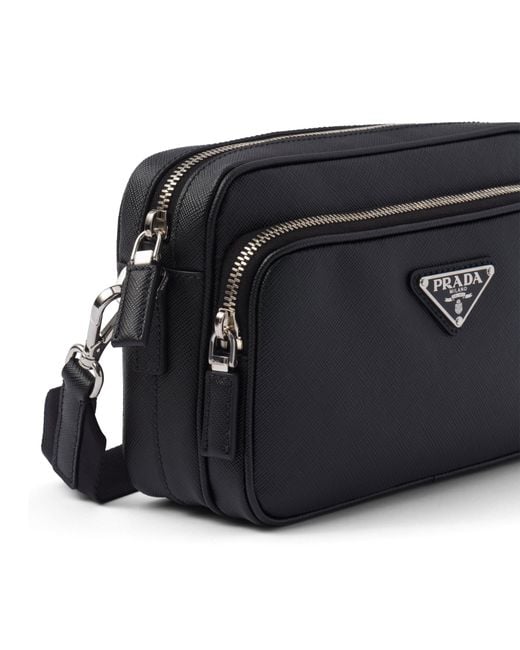 Bolso Bandolera De Piel Saffiano, Hombre Prada de hombre de color Black