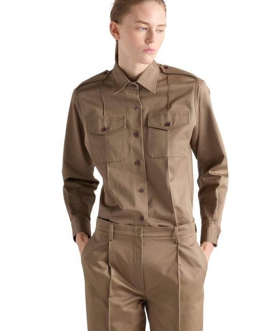 Prada Natural Chino Shirt, Clay