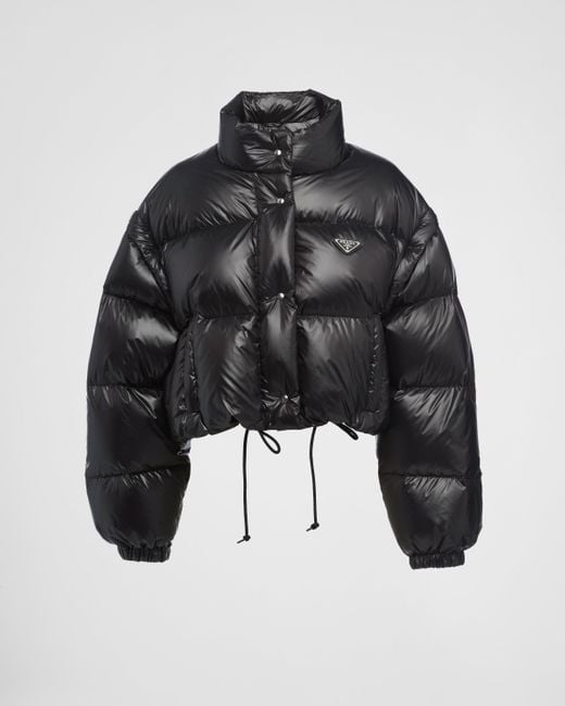 Prada Black Re-nylon Cropped Convertible Down Jacket