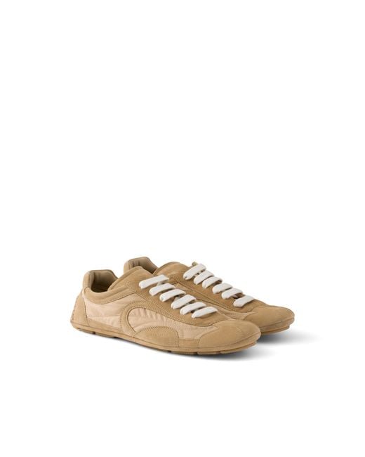 Prada Natural Montecarlo Re-Edition 2005 Suede And Re-Nylon Sneakers
