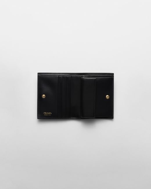 Prada White Small Printed Saffiano Leather Wallet