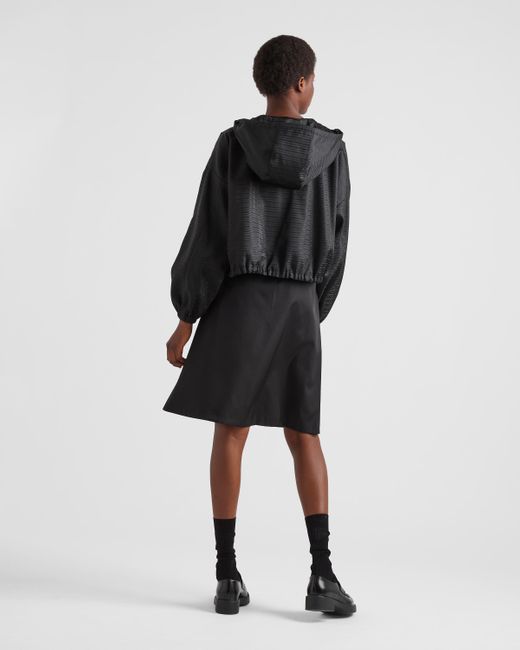 Prada Black Cropped Re-Nylon Hooded Blouson Jacket