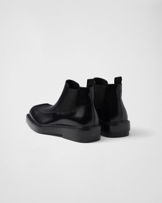 Prada Black Brushed Leather Chelsea Boots for men