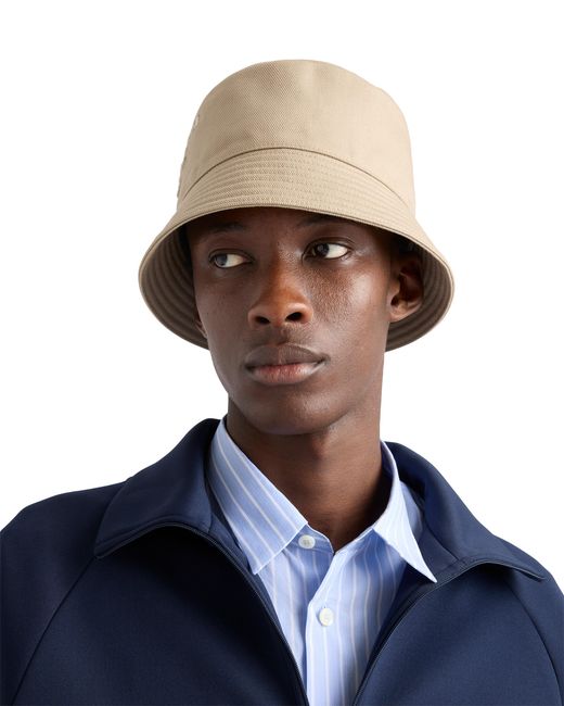 Prada Natural Drill Bucket Hat for men