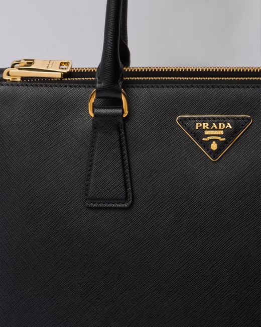 Prada Large Galleria Saffiano Leather Bag in Black | Lyst