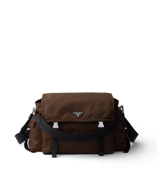 Prada Black Explore Re-Nylon And Leather Bag for men