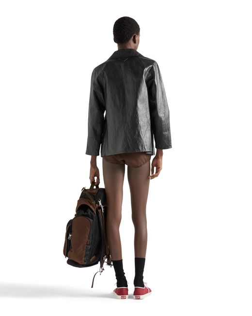 Prada Black Vintage-Look Leather Blouson Jacket for men