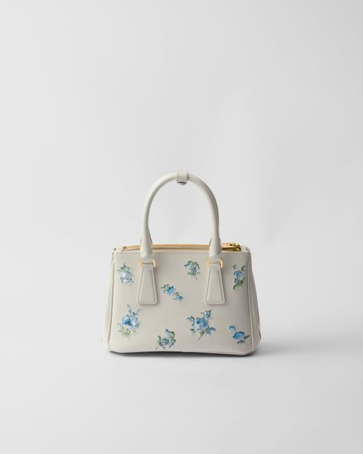 Prada Galleria Printed Brushed Leather Mini Bag in White Lyst