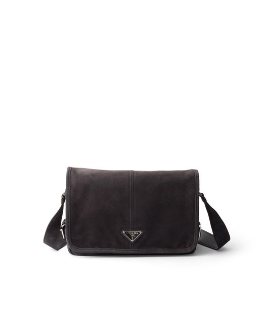 Prada Black Suede Shoulder Bag for men