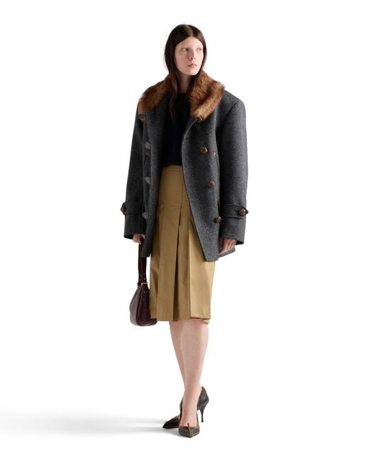 Prada Natural Pleated Technical Fabric Skirt