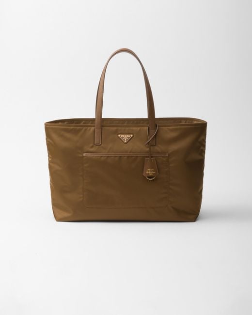 Prada Brown Re-Edition 1978 Large Re-Nylon And Saffiano Leather Tote Bag