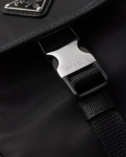 Prada Black Re-Nylon And Saffiano Leather Smartphone Case for men