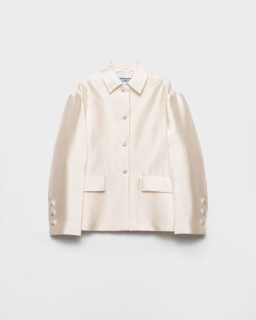 Prada Single-Breasted Silk And Wool Jacket in Natural | Lyst