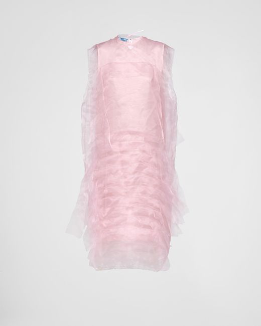 Prada Pink Kleid Aus Technischem Voile